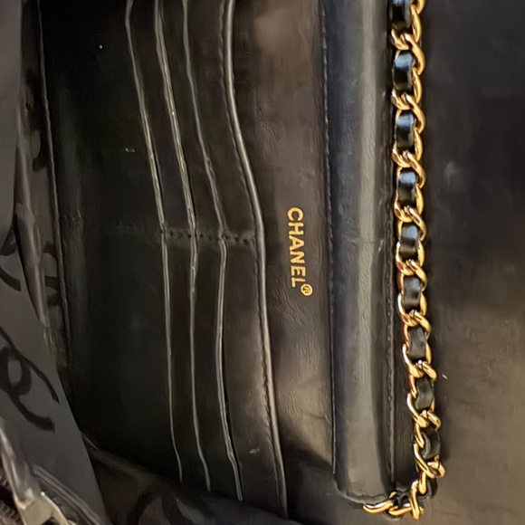 Chanel Calfskin Stitched Quilted Wallet On Chain Bag Purse Black - Picture 8 of 8